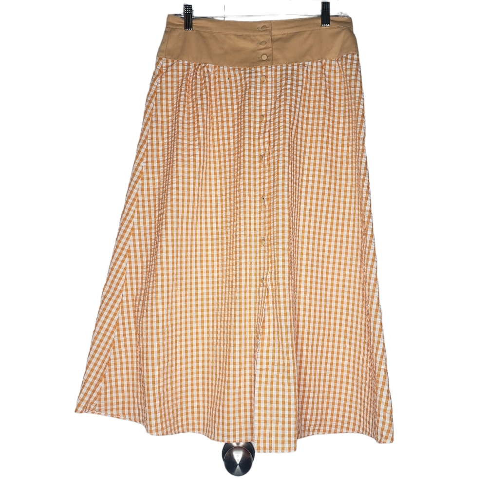 NWT Free People x Pastiche Gold Checkered Midi Shirt Size Large